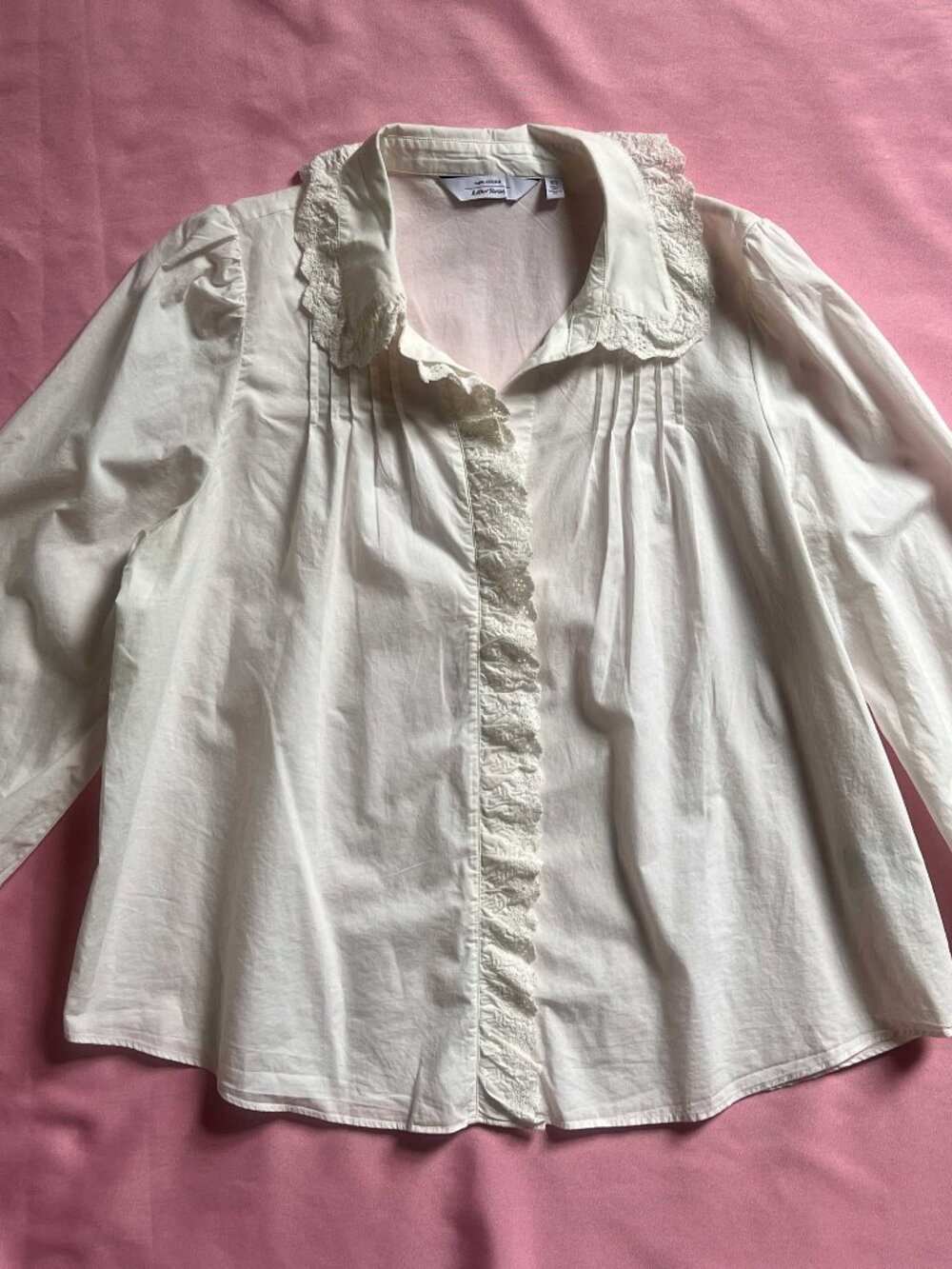 & Other Stories White 100% Cotton Button Down Ruffle Shirt
